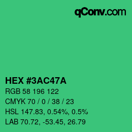 Color code: HEX #3AC47A | qconv.com