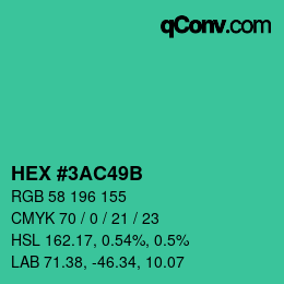 Color code: HEX #3AC49B | qconv.com