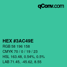 Color code: HEX #3AC49E | qconv.com
