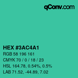 Color code: HEX #3AC4A1 | qconv.com
