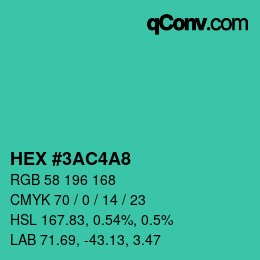 Farbcode: HEX #3AC4A8 | qconv.com