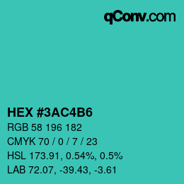 Color code: HEX #3AC4B6 | qconv.com