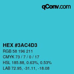 カラーコード: HEX #3AC4D3 | qconv.com