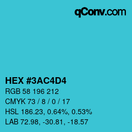 Color code: HEX #3AC4D4 | qconv.com