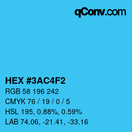 カラーコード: HEX #3AC4F2 | qconv.com