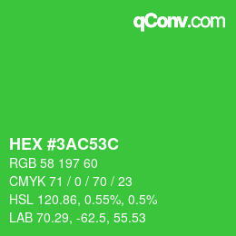 Color code: HEX #3AC53C | qconv.com