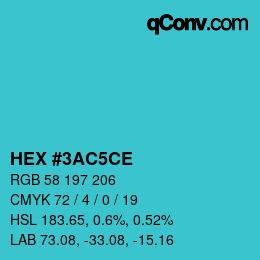 カラーコード: HEX #3AC5CE | qconv.com