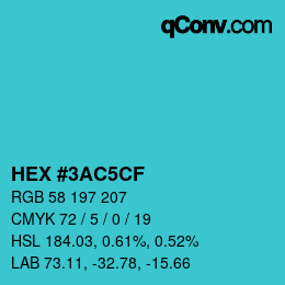 Color code: HEX #3AC5CF | qconv.com