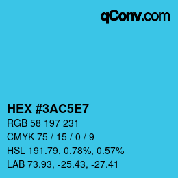 Code couleur: HEX #3AC5E7 | qconv.com