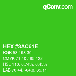 Color code: HEX #3AC61E | qconv.com