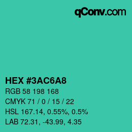 カラーコード: HEX #3AC6A8 | qconv.com