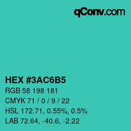 カラーコード: HEX #3AC6B5 | qconv.com