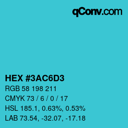 Color code: HEX #3AC6D3 | qconv.com