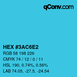 カラーコード: HEX #3AC6E2 | qconv.com