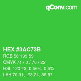 カラーコード: HEX #3AC73B | qconv.com
