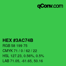 Color code: HEX #3AC74B | qconv.com