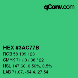 カラーコード: HEX #3AC77B | qconv.com