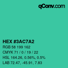颜色代码: HEX #3AC7A2 | qconv.com