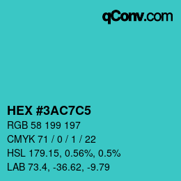 Color code: HEX #3AC7C5 | qconv.com