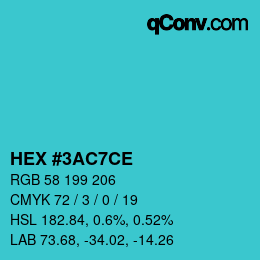 Color code: HEX #3AC7CE | qconv.com
