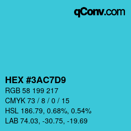 Color code: HEX #3AC7D9 | qconv.com