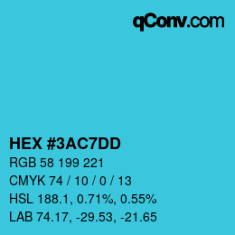 カラーコード: HEX #3AC7DD | qconv.com
