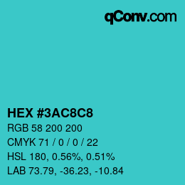 カラーコード: HEX #3AC8C8 | qconv.com