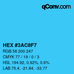 Color code: HEX #3AC8F7 | qconv.com