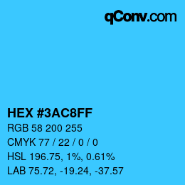 Color code: HEX #3AC8FF | qconv.com