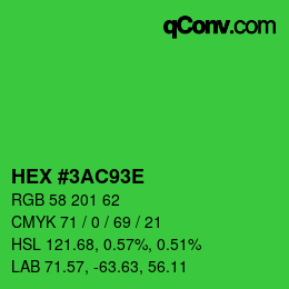 Color code: HEX #3AC93E | qconv.com
