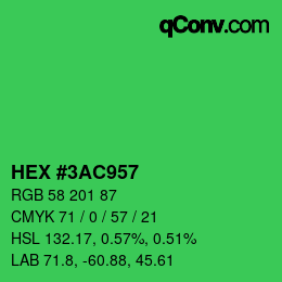 カラーコード: HEX #3AC957 | qconv.com
