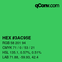 Color code: HEX #3AC95E | qconv.com