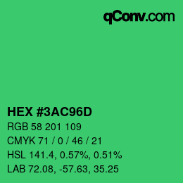 Color code: HEX #3AC96D | qconv.com