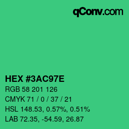 Color code: HEX #3AC97E | qconv.com