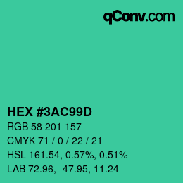 Color code: HEX #3AC99D | qconv.com