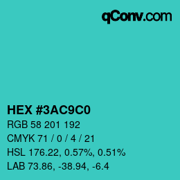 Color code: HEX #3AC9C0 | qconv.com