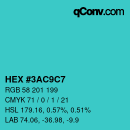 Color code: HEX #3AC9C7 | qconv.com
