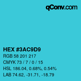 Color code: HEX #3AC9D9 | qconv.com