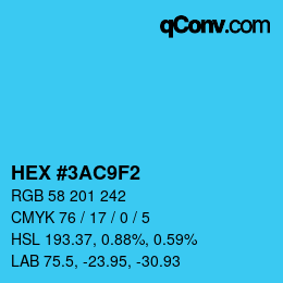 カラーコード: HEX #3AC9F2 | qconv.com