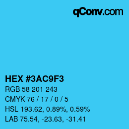 カラーコード: HEX #3AC9F3 | qconv.com