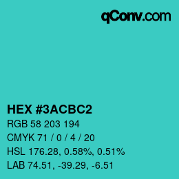Color code: HEX #3ACBC2 | qconv.com