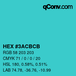 Color code: HEX #3ACBCB | qconv.com