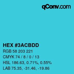 Color code: HEX #3ACBDD | qconv.com