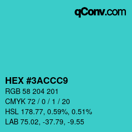 Color code: HEX #3ACCC9 | qconv.com