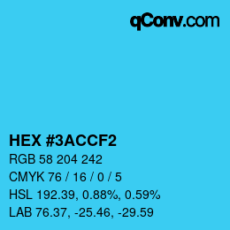 Color code: HEX #3ACCF2 | qconv.com
