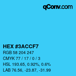 Color code: HEX #3ACCF7 | qconv.com