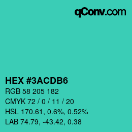 カラーコード: HEX #3ACDB6 | qconv.com