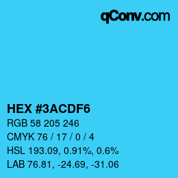 Color code: HEX #3ACDF6 | qconv.com