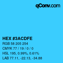 Color code: HEX #3ACDFE | qconv.com