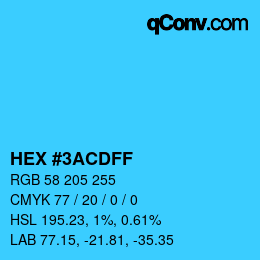 颜色代码: HEX #3ACDFF | qconv.com